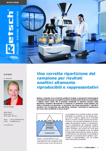 Una corretta ripartizione del campione per risultati analitici altamente riproducibili e rappresentativi