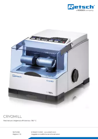 Scheda tecnica del prodotto Cryomill