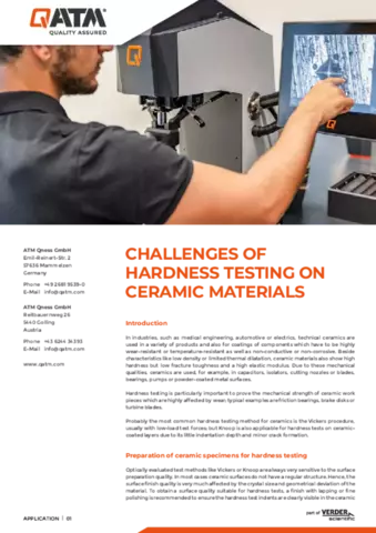Hardness testing on Ceramics