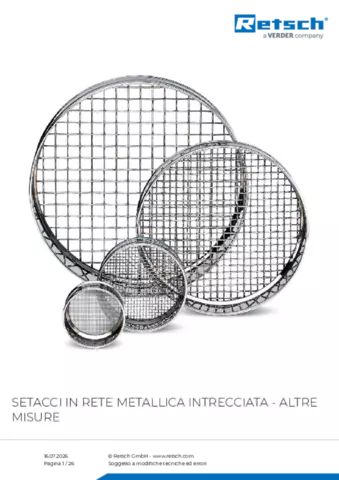 Scheda tecnica del prodotto Mesh sieves other sizes