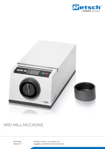 Scheda tecnica del prodotto XRD McCrone Mill