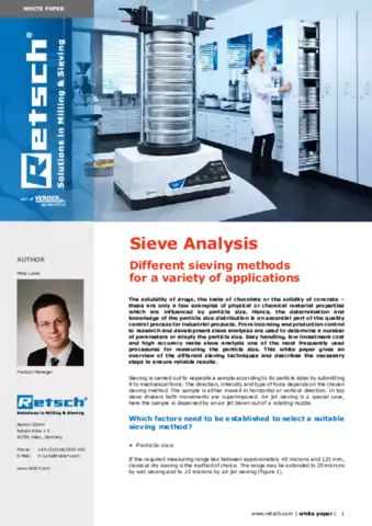 White Paper. Different sieving methods for a variety of applications