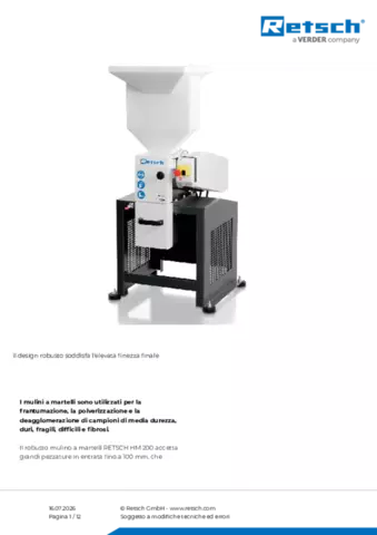 Scheda tecnica del prodotto HM 200